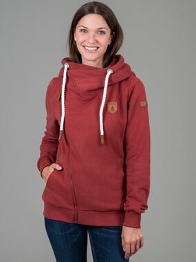 Wanakome Athena Rustic Red Full-Zip Hoodie Size Medium